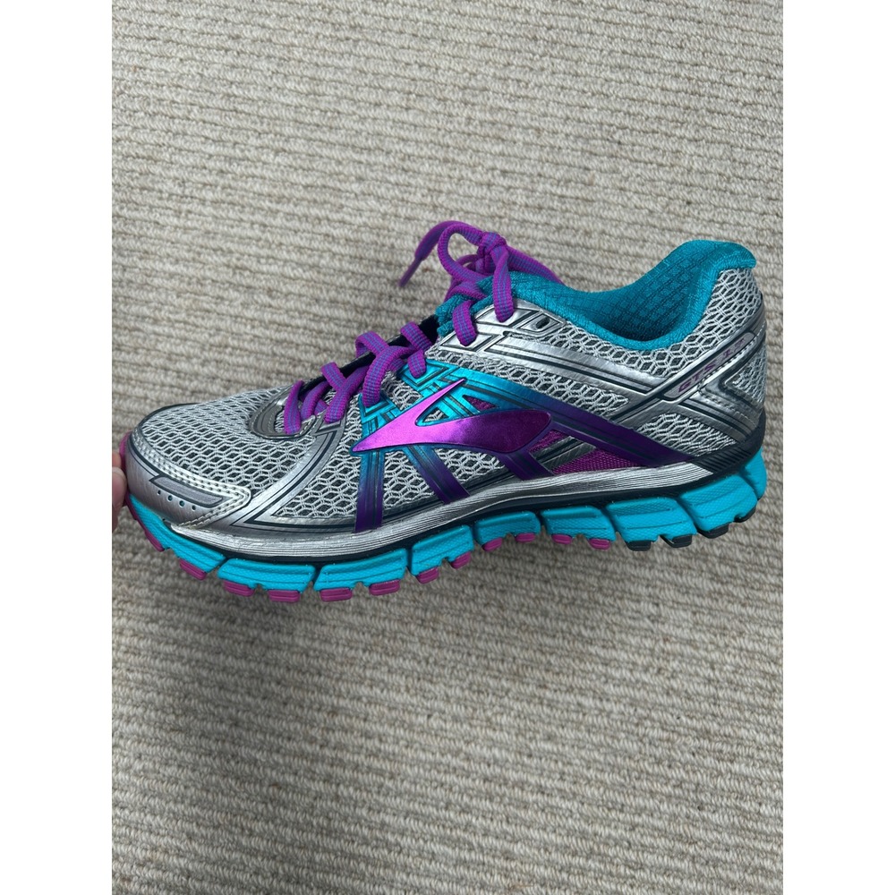 Brooks Adrenaline GTS 17 Running Shoes Womens 7 Silver Purple Teal - Picture 5 of 13